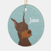 Kerstdoberman Pinscher Keramisch Ornament (Links)