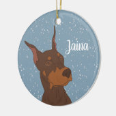 Kerstdoberman Pinscher Keramisch Ornament (Links)