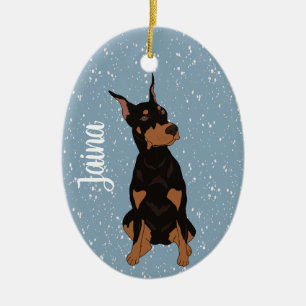 Kerstdoberman Pinscher Keramisch Ornament