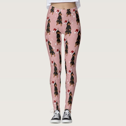 Kerstdoberman Pinscher Leggings (Voorkant)