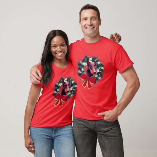 Kerstdoberman Wreath T-shirt (Unisex)