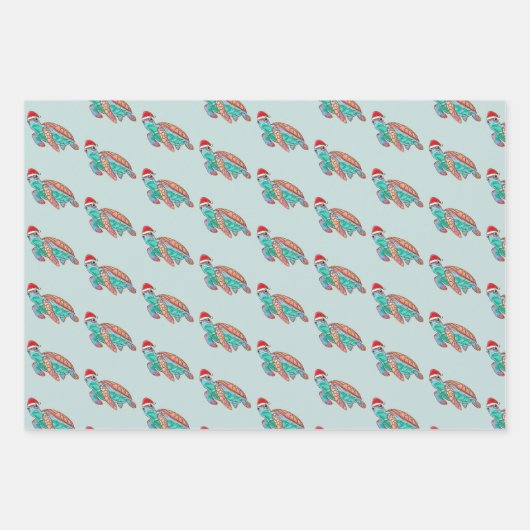 Kerstdolfijn Hangschildpad Zee leven Inpakpapier Vel (Voorkant)