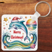 Kerstdolfijn in een tropisch paradijs sleutelhanger (Achterkant)