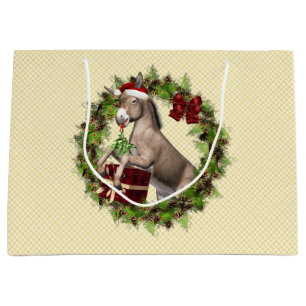 KerstDonkey Santa Holiday Gift Bag Large Cadeautasje