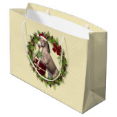 KerstDonkey Santa Holiday Gift Bag Large Cadeautasje (Achterkant Gekanteld)