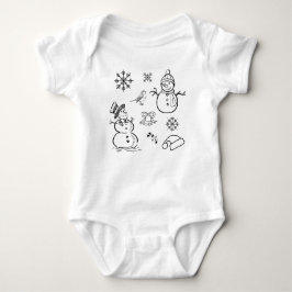 Kerstdoodle Snowman Funny Black and White Romper