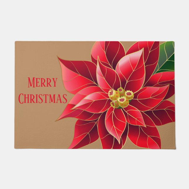 Kerstdoormat-Poinsettia Deurmat (Voorkant)