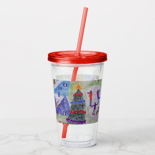 kerstdorp acryl drinkbeker (Achterkant)