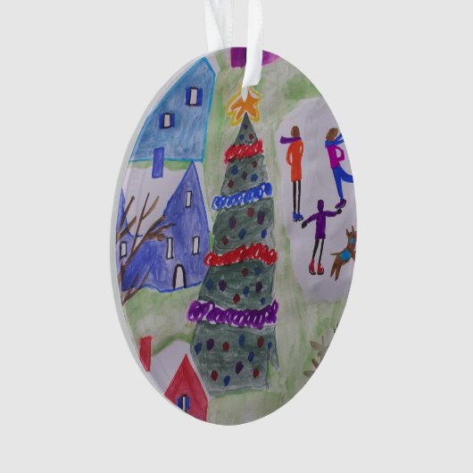 kerstdorp Acrylisch Ornament (voorkant)