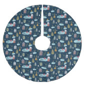 Kerstdorp Blauw patroon 'Vrolijk Kerstfeest' Kerstboom Rok (Voorkant)