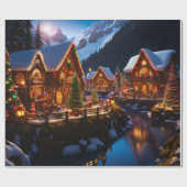 kerstdorp cadeaupapier (Vlak)