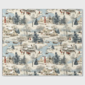 kerstdorp cadeaupapier (Vlak)