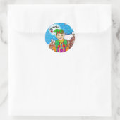 Kerstdorp en Elf Holiday Ronde Sticker (Tas)