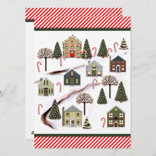 kerstdorp feestdagenkaart (Voorkant / Achterkant)