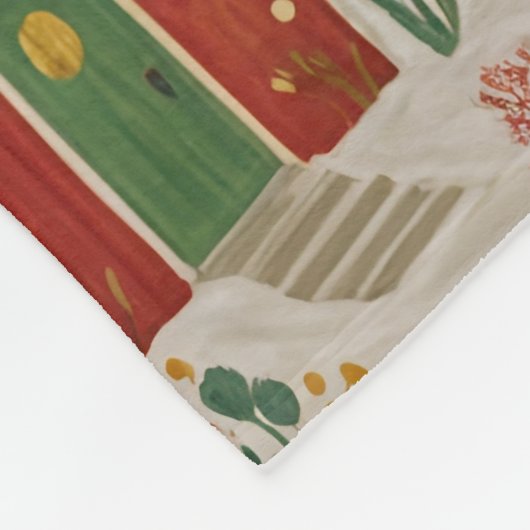 kerstdorp fleece deken (Hoek)