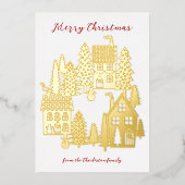 kerstdorp folie feestdagenkaart (Voorkant)