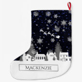 Kerstdorp gepersonaliseerde voorraad grote kerstsok (Achterkant)