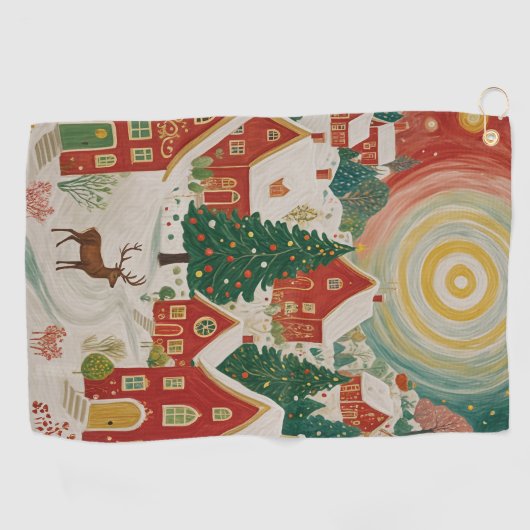 kerstdorp golfhanddoek (Horizontaal)