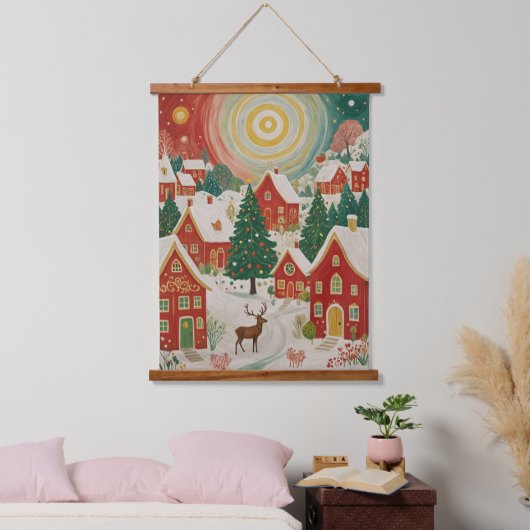 kerstdorp hangend wandkleed (Slaapkamer)