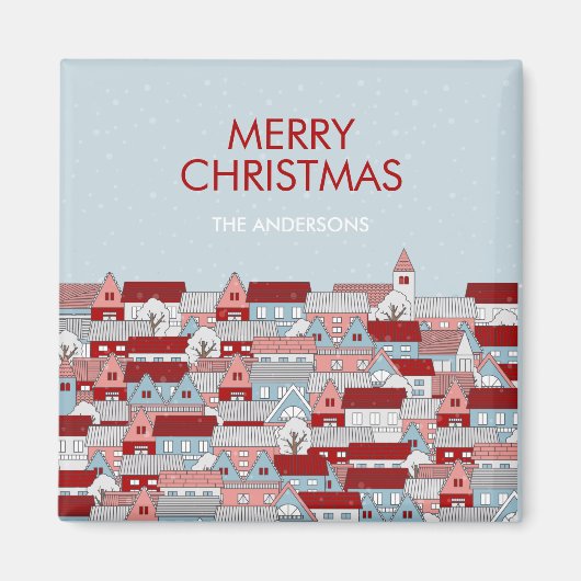 Kerstdorp Holiday Magnet Magneet (Voorkant)