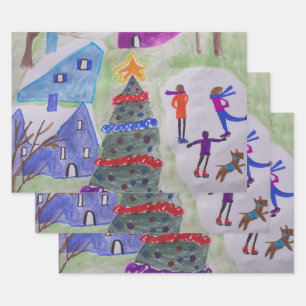 kerstdorp inpakpapier vel