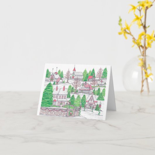 Kerstdorp Kaart (Gele Bloem)