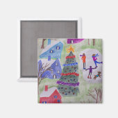 Kerstdorp Magnet Magneet (Voorkant / Achterkant)