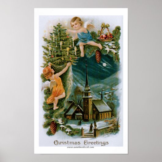 Kerstdorp met Angels Poster (Voorkant)
