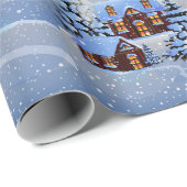 Kerstdorp met Santa & Rendieren Cadeaupapier (Rol Hoek)