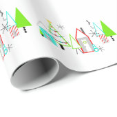 kerstdorp mid century modern cadeaupapier (Rol Hoek)