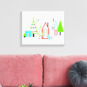 kerstdorp mid century modern canvas afdruk (Insitu (Woonkamer))