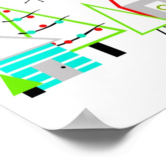 kerstdorp midden eeuw moderne poster (Hoek)