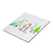 kerstdorp midden eeuw moderne tegeltje (Zijkant)