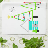 kerstdorp midden eeuw moderne theedoek (Gevouwen)