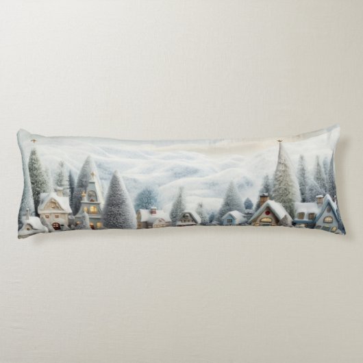 Kerstdorp onder sneeuw lichaamskussen (Achterkant)