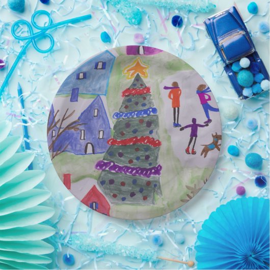 kerstdorp papieren bordje (Feest)