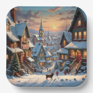 kerstdorp papieren bordje
