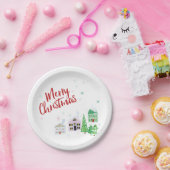 kerstdorp papieren bordje (Feest)