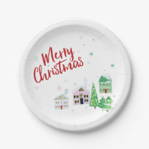 kerstdorp papieren bordje