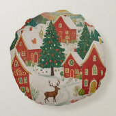 kerstdorp rond kussen (Achterkant)