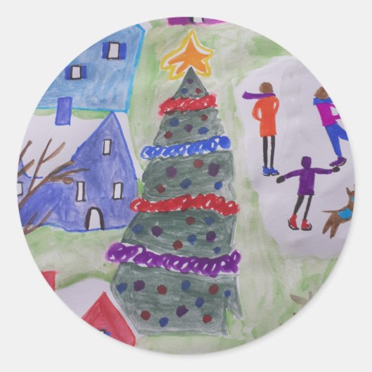 kerstdorp ronde sticker (Voorkant)