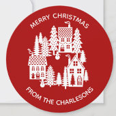 Kerstdorp Rood en Wit Gepersonaliseerd Feestdagenkaart