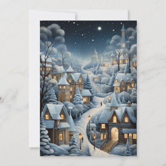 Kerstdorp Scene Feestdagenkaart (Voorkant)