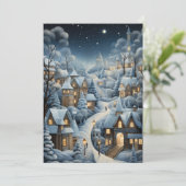 Kerstdorp Scene Feestdagenkaart (Staand voorkant)
