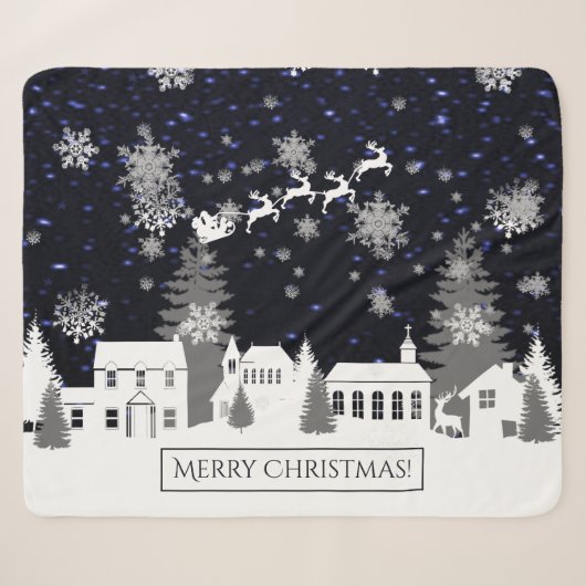 Kerstdorp Sherpa Blanket Deken (Voorkant (horizontaal))