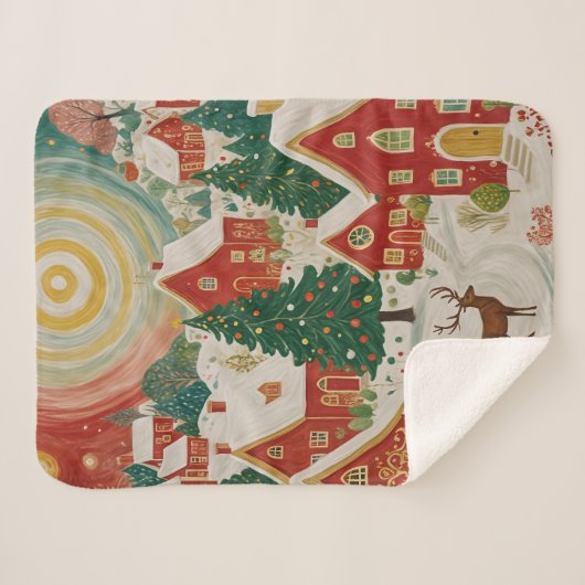 kerstdorp sherpa deken (Voorkant (horizontaal))