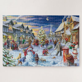 Kerstdorp Sneeuwval Jigsaw Legpuzzel