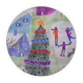 kerstdorp snijplank (Voorkant)