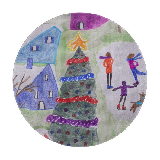 kerstdorp snijplank (Voorkant)