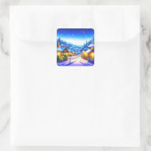 Kerstdorp Vierkante Sticker (Tas)